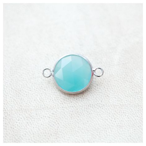 Connecteur en Verre 17mm Contour Argenté gris Turquoise