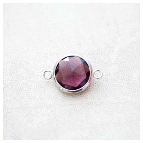 Connecteur en Verre 17mm Contour Argenté gris Violet