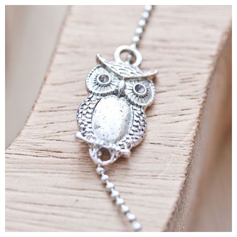 Connecteur Hibou mignon Argent vieilli