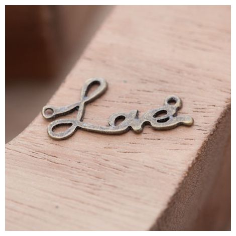 Connecteur Love Écriture Script Fine Bronze vieilli