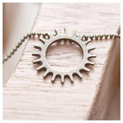 Connecteur Rond 22mm Rouage Dents Bronze vieilli