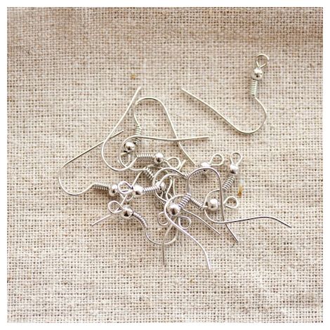 Crochet d'oreille à boule Argent gris x 16