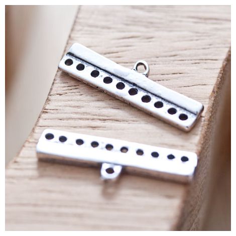 Embout 28mm Barre 8 Accroches Argent vieilli