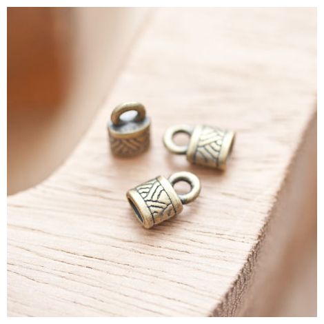 Embout à coller 10x6.5mm à motifs Bronze vieilli