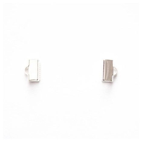 Embout bracelet tissu/ruban 1,0cm Argent gris x 10