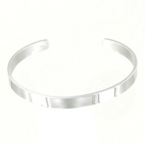 Bracelet jonc plat ouvert acier argenté