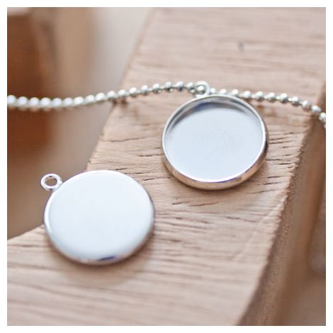 Pendentif à cabochon 16mm Rond Argent gris x 4