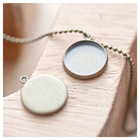 Pendentif à cabochon 16mm Rond Bronze vieilli x 4
