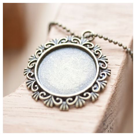 Pendentif à cabochon Rond 20mm Froufrous bronze vieilli