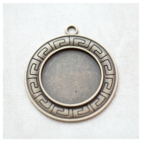 Pendentif à Cabochon 25mm Contour Ancien Ethnique Bronze vieilli