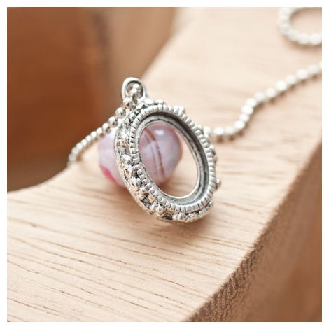 Pendentif à cabochon Ovale 14x10mm Argent vieilli