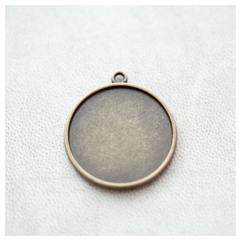Pendentif à Cabochon Rond 25mm Bronze vieilli