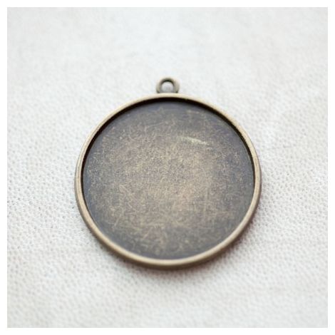 Pendentif à Cabochon Rond 30mm Bronze vieilli