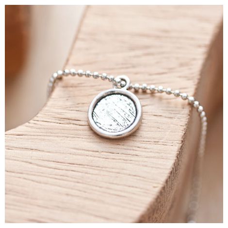 Pendentif à cabochon Rond 9mm Argent vieilli