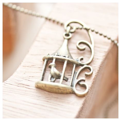 Pendentif Cage à oiseaux chapiteau Bronze vieilli