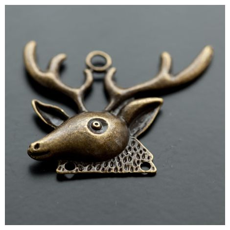 Pendentif Chandelier Tête de Cerf Bronze vieilli