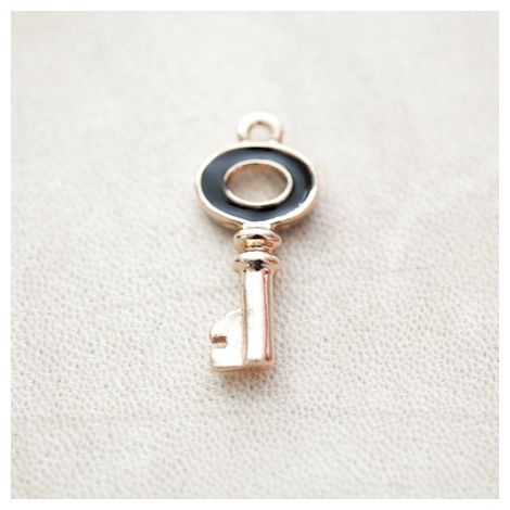 Pendentif Clé 32mm Doré Émaillé Noir