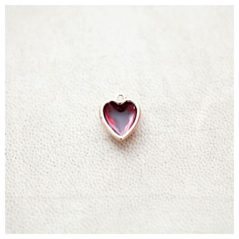 Pendentif Coeur 13mm Doré Émaillé Rouge Transparent