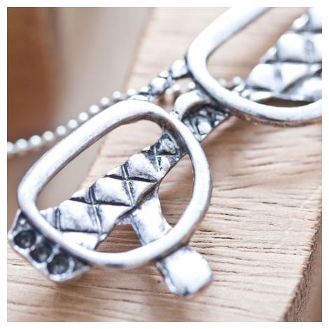 Pendentif Connecteur Lunettes Fashion Argent vieilli x 1
