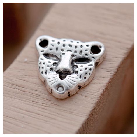Pendentif Connecteur Petit Léopard Argent vieilli