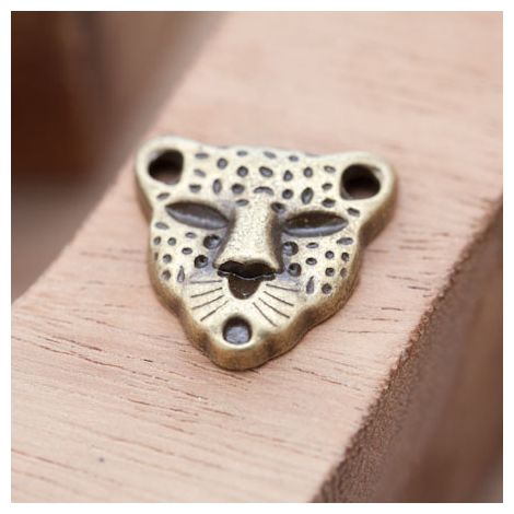 Pendentif Connecteur Petit Léopard Bronze vieilli