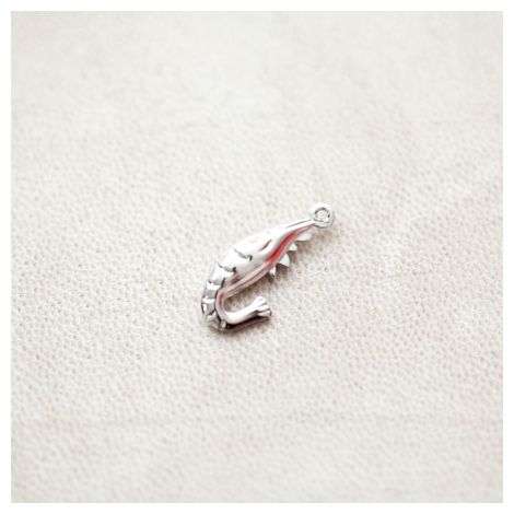 Pendentif Crevette 20mm Argenté gris