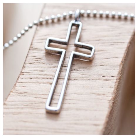 Pendentif Croix 39mm Contour Argent vieilli x 5