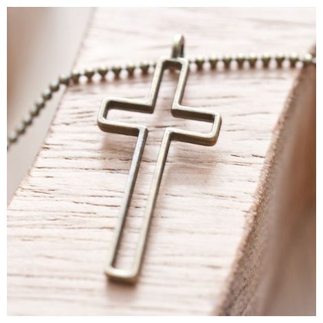 Pendentif Croix 39mm Contour Bronze vieilli x 5