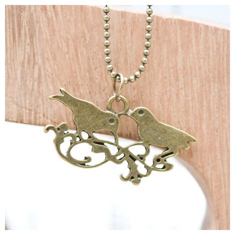 Pendentif Double oiseaux Bronze vieilli