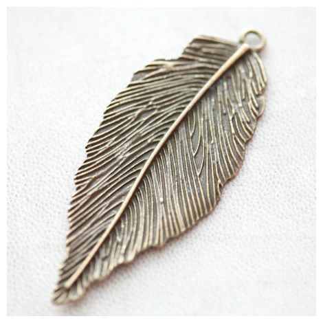 Pendentif Grande Feuille 61mm Bronze vieilli