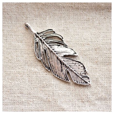 Pendentif Grande feuille aérée Argent vieilli x 1