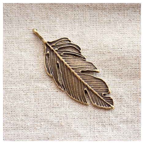 Pendentif Grande feuille aérée Bronze vieilli x 1