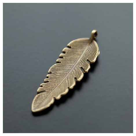 Pendentif Grande Plume 44mm Bronze vieilli