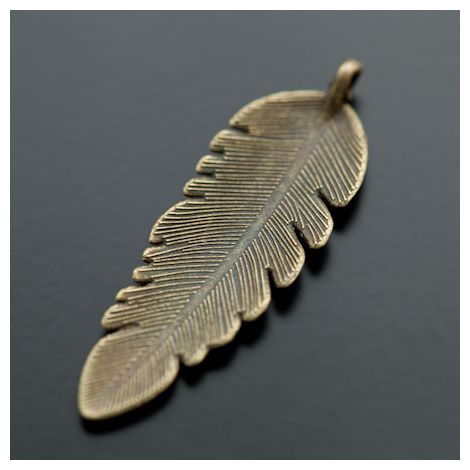 Pendentif Grande Plume 56mm Bronze vieilli