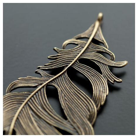 Pendentif Grande Plume Sauvage Bronze vieilli