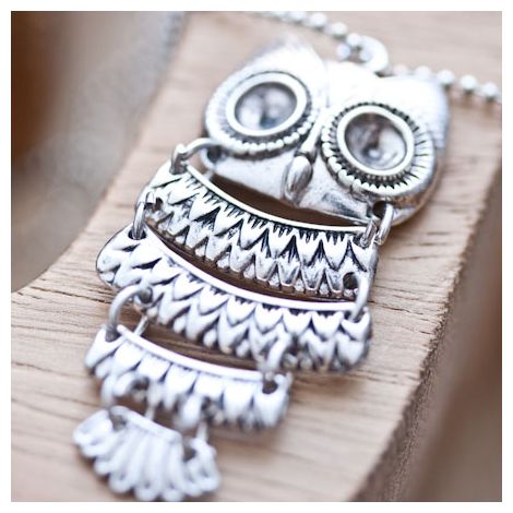 Pendentif Hibou en étages Argent vieilli
