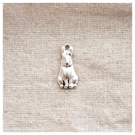 Pendentif Lapin relief Argent vieilli x 2