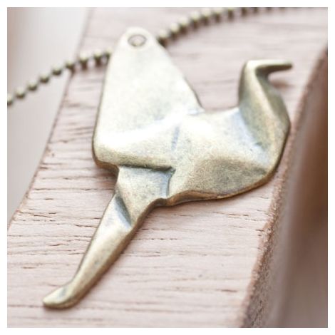 Pendentif Oiseau Origami Bronze vieilli