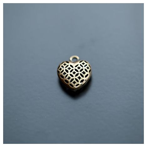 Pendentif Petit Coeur filigrane 13mm Relief Bronze vieilli