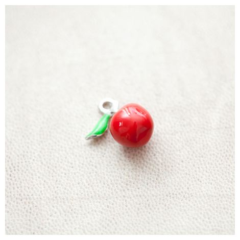 Pendentif Pomme 18mm Argenté Émaillé Rouge