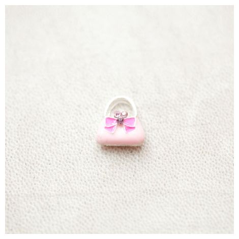 Pendentif Sac à main Strass 14mm Argenté Émaillé Rose