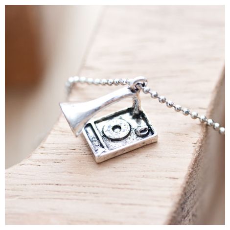 Pendentif Tourne disque Argent vieilli