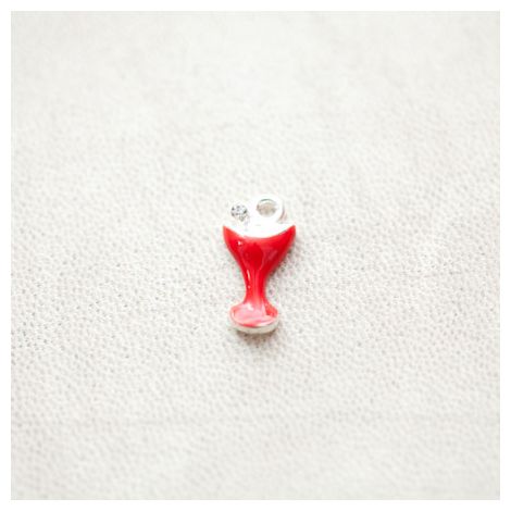 Pendentif Verre Cocktail 18mm Argenté Émaillé Rouge