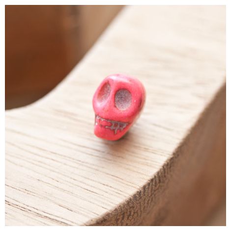 Perle de gemme 10mm Tête de mort Rose x 6