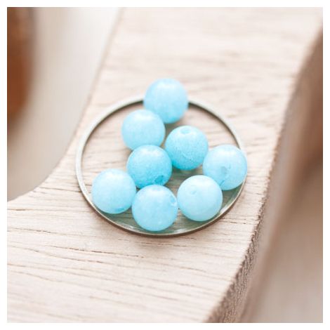 Perle en Jade Ronde 6mm Bleu clair