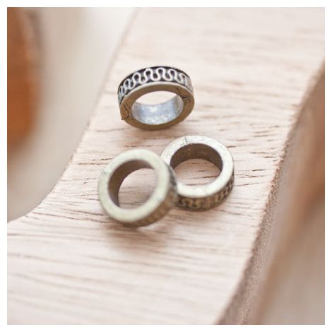 Perle en métal Anneau 11mm à motifs Bronze vieilli