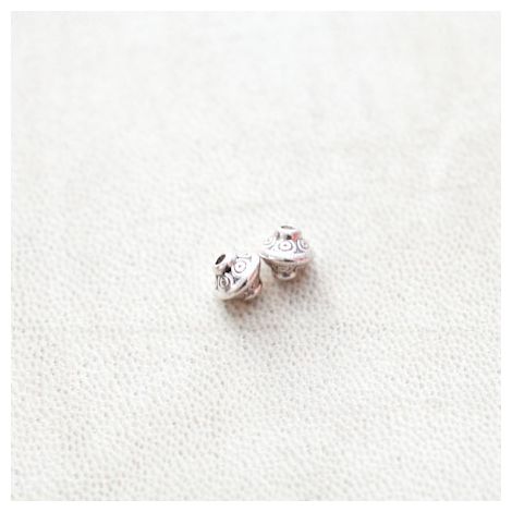 Perle en métal Bicone 7x6.5mm Motifs Argent vieilli