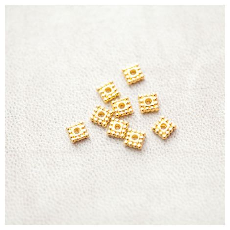 Perle en métal Carré 5x5mm Plat Séparateur Doré