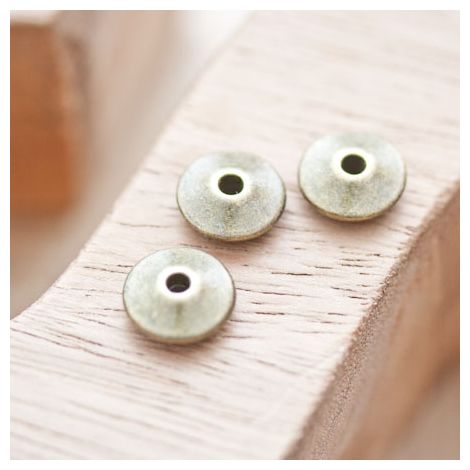 Perle en métal Disque 11mm Toupie Bronze vieilli