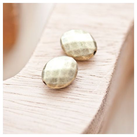 Perle en métal Ovale 14x11mm à facettes Bronze vieilli
